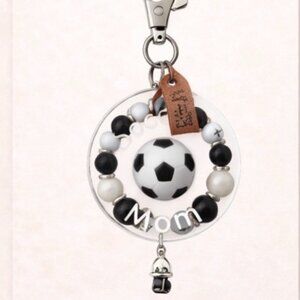 Soccer Mom Acrylic Keychain – Adjustable Silicone Beaded Bracelet – 7"